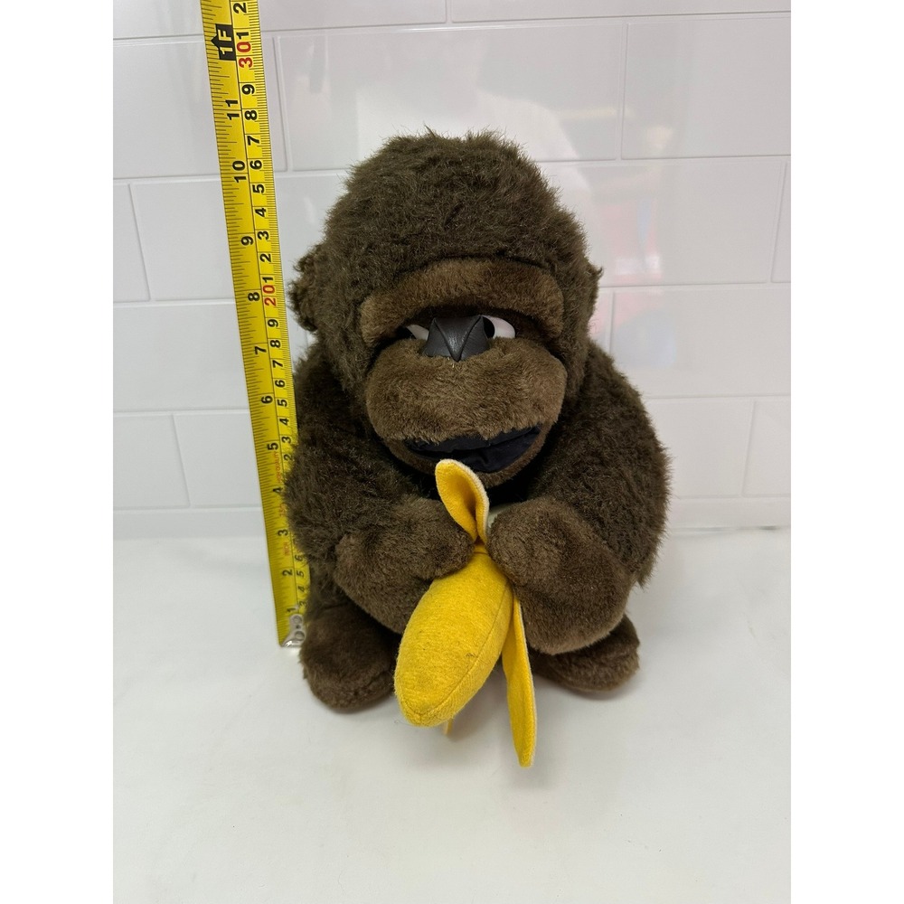 Vintage Platinum Gorilla Plush Holding Banana Brown Stuffed Animal 12 Inch - Picture 2 of 5